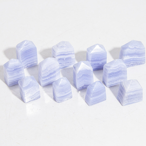 Torre de Cristal de Ágata Azul Natural, Mini Obelisco de Calcedonia Azul Pulido y Bicolor para Meditación Reiki, Chakra y Decoración del Hogar - Product Image 2