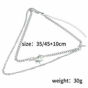 Collar de Cadena con Doble Capa y Forma de Estrella, Estilo Hiphop, de Acero de Titanio, para Hombre, Tendencia 2026 - Product Image 5