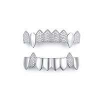 Capuchons dentaires en argent sterling avec moissanite synthétique, bijoux dentaires, ensemble d'accessoires hip-hop, style street rap vampire
