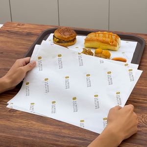 Papel Antigrasa de Grado Alimenticio Aprobado por la FDA; Envoltorio para Sándwiches con Impresión Personalizada; Papel Ecológico para Empacar Hamburguesas y Alimentos Fritos - Product Image 4