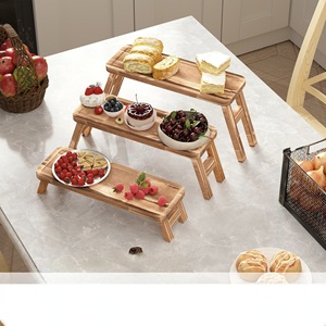 Estante de madera plegable de tres niveles, soporte para cupcakes para fiestas y reuniones, soporte para postres, expositor de madera maciza - Product Image 3