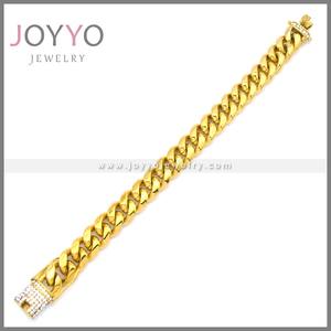 צמיד קובני מצופה זהב מלא 24 קראט 14 מ\\\"מ, ללא דהייה, נירוסטה, משובץ יהלומים מלאכותיים, בסגנון היפ הופ - Product Image 5