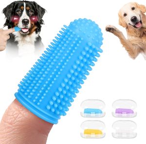 Pet Dental Care Silicone 360 Degree <b>Puppy</b> Pet Dog Tooth Brush Finger <b>Toothbrush</b> Kit with Soft Bristles for Teeth Cleaning - Product Image 1