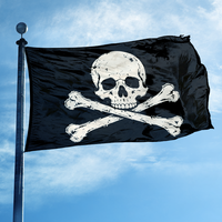 Drapeau pirate Jolly Roger, crâne et os croisés, noir, bannière en polyester double face pour fête sur bateau, bar, décoration intérieure et extérieure