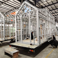 Maisonnette préfabriquée de luxe sur roues, prête à être expédiée, mini-maison préfabriquée sur remorque pour le camping