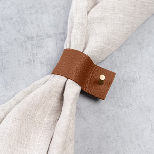 Cincin Serbet Kulit PU Fashion Sederhana Alami Tempat Serbet Kertas Berlapis Felt Organizer Cincin Serbet - Product Image 6
