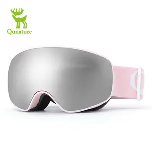 Qunature Wholesale Designer Adult Anti-fog Unisex Snowboard Goggles Glasses Custom Logo Snow Pink Ski Goggles