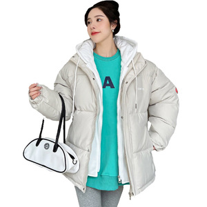 AIMINYZ Nouvelles Arrivées Couple Network Red Ins Bread Suit Gradient Hooded Short Down Coat Women's Loose Cotton Overcoat - Product Image 1