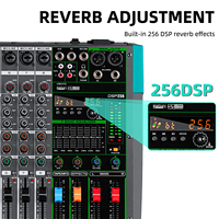 Console de Mixage Audio Professionnelle Biner PA12 avec Carte Son USB Intégrée, Effet Réverbération 256 Canaux, Table de Mixage Audio 12 Canaux