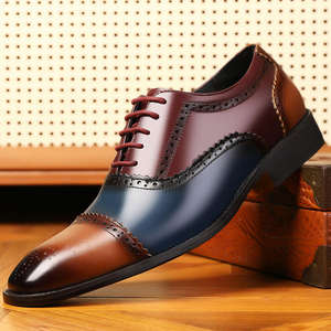 Zapatos Oxford de Vestir de Lujo para Hombre, Hechos a Mano en Italia, Combinación de Tres Colores, Alta Calidad, Vintage, Venta al por Mayor de Fábrica - Product Image 1
