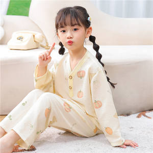 Conjunto de Pijamas de Manga Larga de Algodón con Estampado de Dibujos Animados de 2 Piezas de Alta Calidad para Niños y Niñas, Ropa de Dormir de Verano - Product Image 1