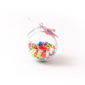Gomme à effacer en forme de boule de Noël, PVC, ronde, dessin animé, à suspendre, cadeau pour étudiant, papeterie en gros - Product Image 4