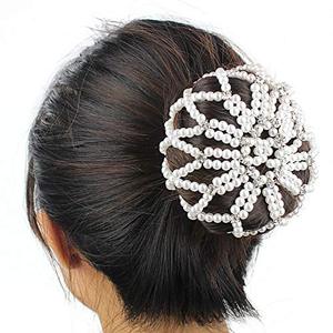 Perle <span class=keywords><strong>Chignon</strong></span> Couverture Élastique Crochet Maille Net avec Strass Accents Danse/Sport/Travail Cheveux Titulaire - Product Image 6