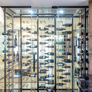 Étagère murale flottante ajustable à demi-accroches pour cave à vin moderne, écologique, avec système de câbles pour bouteilles et spiritueux - Product Image 2