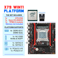 Set Mainboard PC Desktop Micro-ATX NEW X79-VG6 dengan TPM 2.0, CPU Intel Xeon E5 2680 V2, RAM DDR3 ECC 4X, Motherboard X79