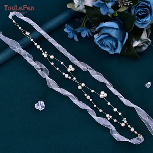 YouLaPan HP36 Chaîne <span class=keywords><strong>de</strong></span> tête exquise faite à la main <span class=keywords><strong>avec</strong></span> perles – <span class=keywords><strong>Couronne</strong></span> florale <span class=keywords><strong>de</strong></span> mariée adaptée aux mariages et aux coiffures quotidiennes - Product Image 3