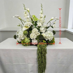 GNW Vendita all'Ingrosso Decorazione Floreale Realistica per Corridoio Nuziale Fiori Artificiali Verdi e Bianchi per Passaggio Nuziale - Product Image 2