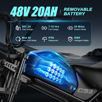 EMOKO Vélo électrique à livraison rapide directe d'usine, vélo tout-terrain à double suspension longue portée 48V 20AH noir, gros pneu