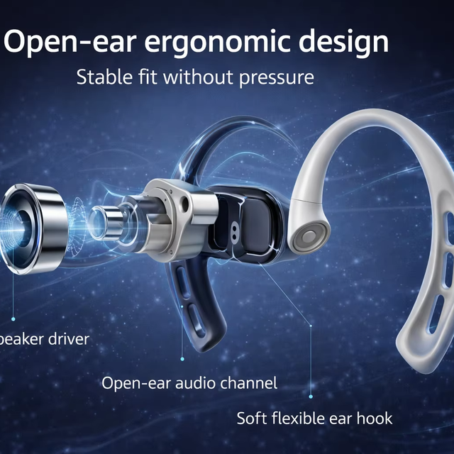 Open Ear Sports Wireless Earbuds OWS 5.4 ENC IPX5 Waterproof Touchscreen Digital Display TWS Headphones