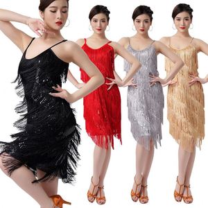 Robe de danse latine pour adultes, style années 1920, avec paillettes et franges, pour filles, carnaval, tango, danse de salon, en polyester/rayonne, personnalisable - Product Image 2