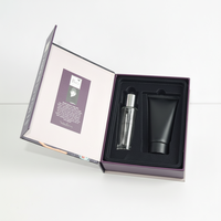 Boîte rigide portable de luxe estampillée or noir, matériaux recyclés, doublure en éponge, ensembles cosmétiques haut de gamme, flacons de parfum, maquillage
