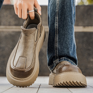 Men's High-top Sneakers 2025 New All Seasons Retro Trendy Breathable Soft Suede Slip-on Platform <b>Height</b>-increasing Floral - Product Image 3