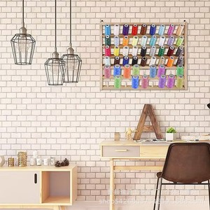 Wooden <b>Wall</b> Mounted Yarn Rack 54 Spool Thread <b>Storage</b> Organizer For Sewing Machine Bobbin Holder Rectangle Shape <b>Hanging</b> Type - Product Image 2