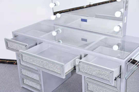 Coiffeuses de luxe en bois massif, modernes, noires et argentées, avec finition diamant scintillante, pour chambre à coucher et maison