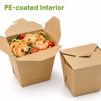 PE Coated Kraft Paper Food Box Fold-Top Noodle Container Leak-Proof Takeout Box for Restaurant Catering Paper Bowl