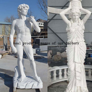 Statue de jardin en marbre blanc naturel grandeur nature, représentant les Trois Grâces, déesses grecques nues, pour villa et parc. - Product Image 3