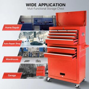 Rương công cụ lăn với hộp công cụ có thể tháo rời, Bánh xe có thể khóa, giỏ công cụ kim loại nặng cho nhà để xe và nhà xưởng - Product Image 3