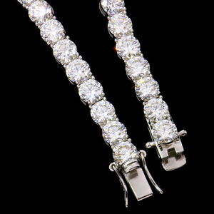 Fine Jewelry 925 Silver Rhodium Plated GRA Brilliant Cut D Color VVS Moissanite Trendy Party Tennis <b>Bracelet</b> Women Engagement - Product Image 2