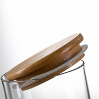 Vente en gros de bocaux de stockage d'aliments en verre borosilicaté Rangement de cuisine avec couvercle à vis en bois d'acacia hermétique et bouchon en liège
