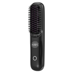 160°/180°/200° Wireless Electric Hair Straightener <b>Comb</b> Brush Travel Home Portable Hair Straightener Brush Type-C Rechargeable - Product Image 2