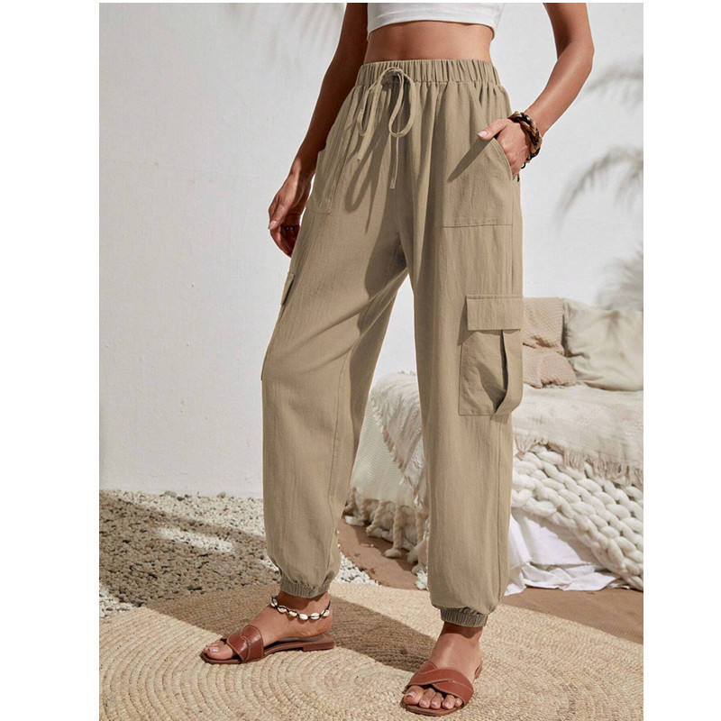 Pantalones Cargo para mujer, moda Primavera Verano, pantalones holgados de  longitud completa para mujer, pantalones informales de cintura elástica,