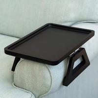 Plateau de canapé en bois rectangulaire, plateau d'accoudoir en bambou amovible pour fruits et desserts, plateau carré pliable