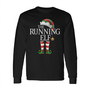 The Running Elf T-shirt à manches longues, cadeau de Noël pour hommes et femmes, vêtements de fête de Noël unisexes - Product Image 2