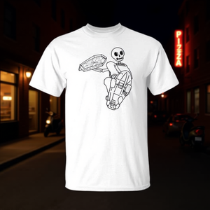 T-shirt Fakie's Pizza Skelly, unisex, taglia media per adulti, stampa grafica, abbigliamento casual - Product Image 3