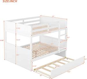 Fabricant vente en gros moderne rangement pour la maison <span class=keywords><strong>lit</strong></span> mezzanine double couche en <span class=keywords><strong>bois</strong></span> massif <span class=keywords><strong>blanc</strong></span> avec glissière - Product Image 1