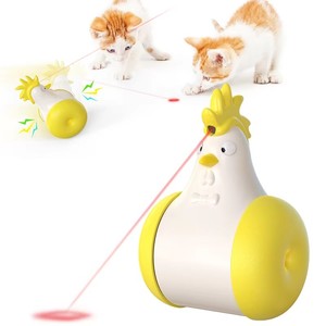 USB Rechargeable Electric Sounding Tumbler Emits Laser Squeaky Chicken Cat Attractive Self Entertainment Teaser Interactive Toy
