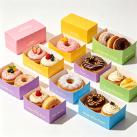 Caja de cartón curvada, plegable y abierta para llevar, ideal para donuts, crepas y pasteles, venta al por mayor.