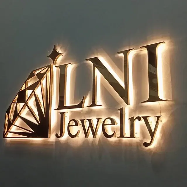 Custom indoor outdoor 3D logo sign with brand name LED metal letter sign for business wall logo sign