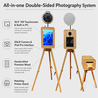 iPad DSLR Dubbelzijdige Houten Fotohokje 18,5" Touchscreen Ingebouwde PC HD Camera Compatibel Bruiloft Feest Evenement Verhuur