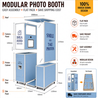 Kiosque photo modulaire, borne photo en libre-service, équipement de photomaton commercial, montage facile