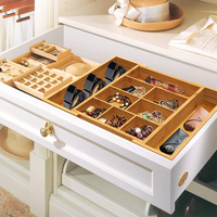 Organisateur de couverts réglable et écologique en bambou avec séparateurs amovibles, pour bureau, salle de bain, couverts, aliments et chaussures