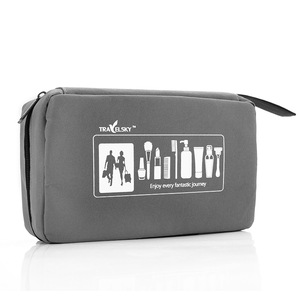 Travel <b>Toiletry</b> Bag Tri Fold Waterproof Cosmetic <b>Storage</b> Bag For Women Outdoor Travel Hook Type Rectangle Blue Black Orange - Product Image 2