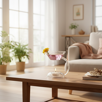 Brûleur d'huiles essentielles en verre transparent, chauffe-parfum à bougie chauffe-plat pour la décoration intérieure, lampe aromatique