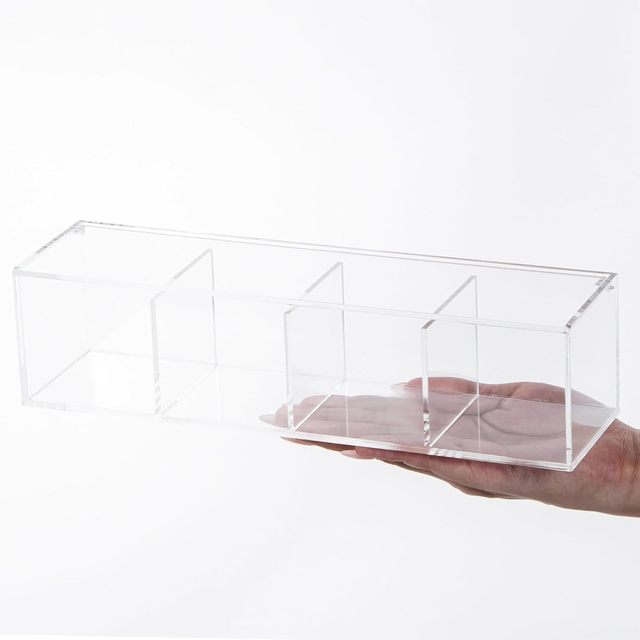 Wholesale Customized Clear Acrylic 4-Section Rectangle Box Drawer Organizer Portable Modern Capsule Holder for Display Racks