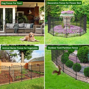 Valla Decorativa para Jardín de 12 Paneles, Sin Excavación, 36 Pulgadas de Alto x 24 Pies de Largo, Barrera Metálica Resistente a la Oxidación para Animales, Perros, Conejos, Temporal - Product Image 2