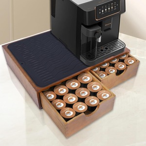 Organisateur de dosettes de café et de thé avec tapis antidérapant en silicone, tiroir de comptoir en bois vintage écologique pour dosettes K-Cup - Product Image 3